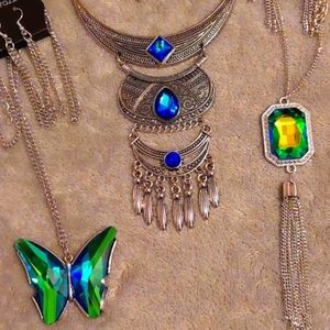 UV Reflective Necklaces Green Holographic Set